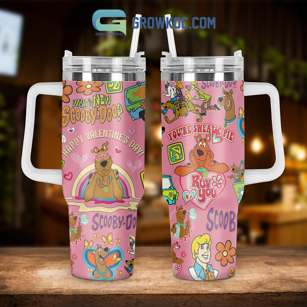 Scooby Doo Valentine 30oz or 40oz Stainless Steel Tumbler With Handle HG