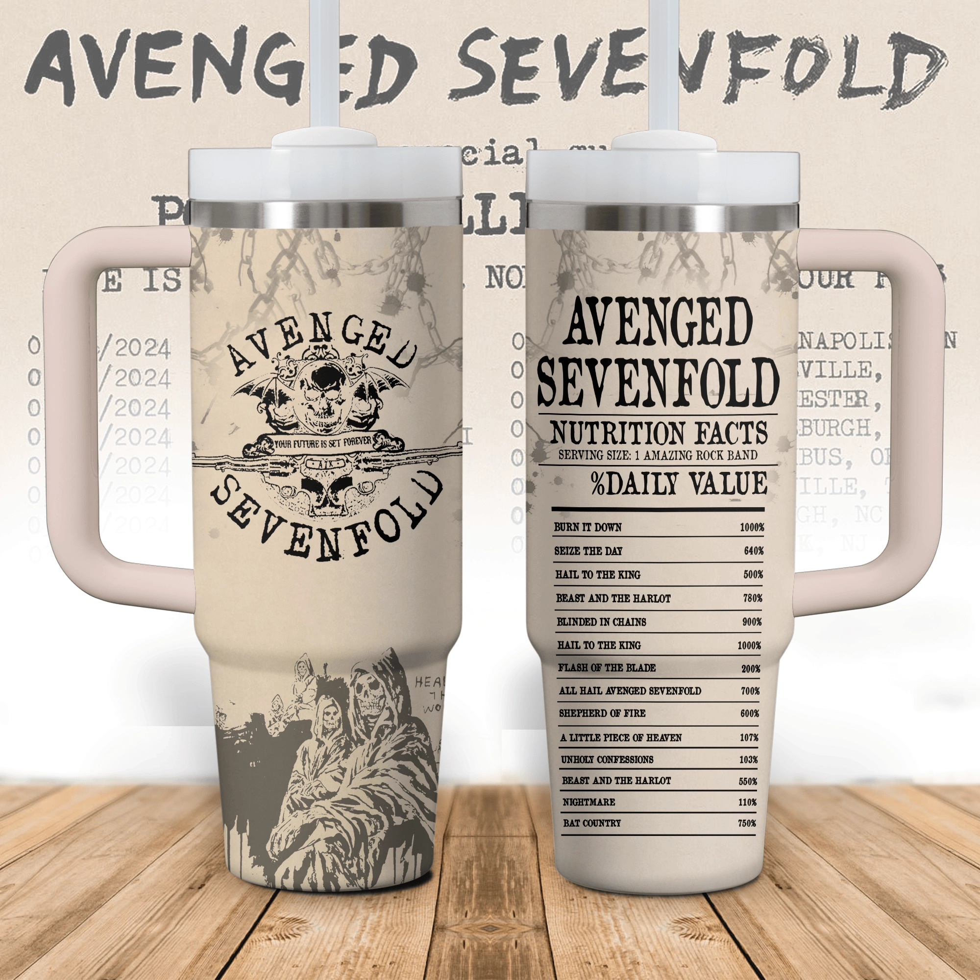 Avenged Sevenfold Nutrition Facts Customized 30oz or 40 Oz Tumbler HG