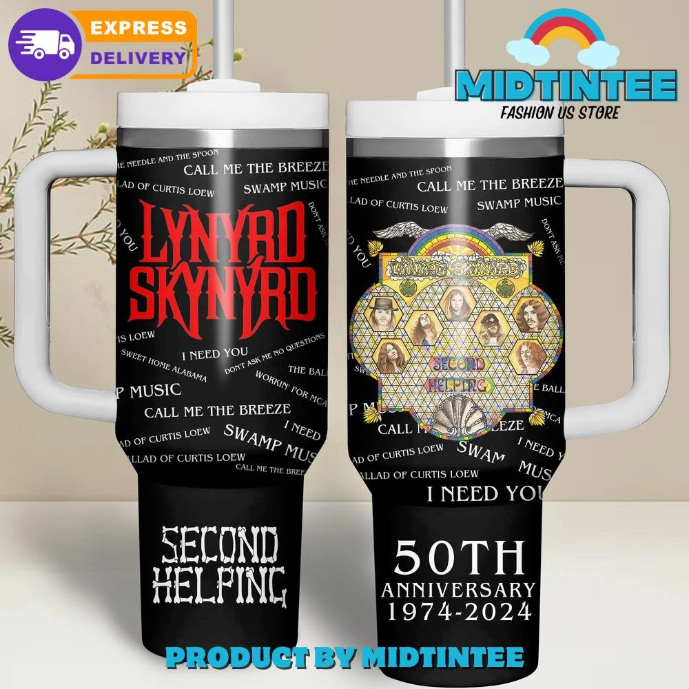Lynyrd Skynyrd 50th Anniversary 2024 Gift for her,him, Birthday Xmas Halloween Gift 30oz or 40oz Tumbler LN