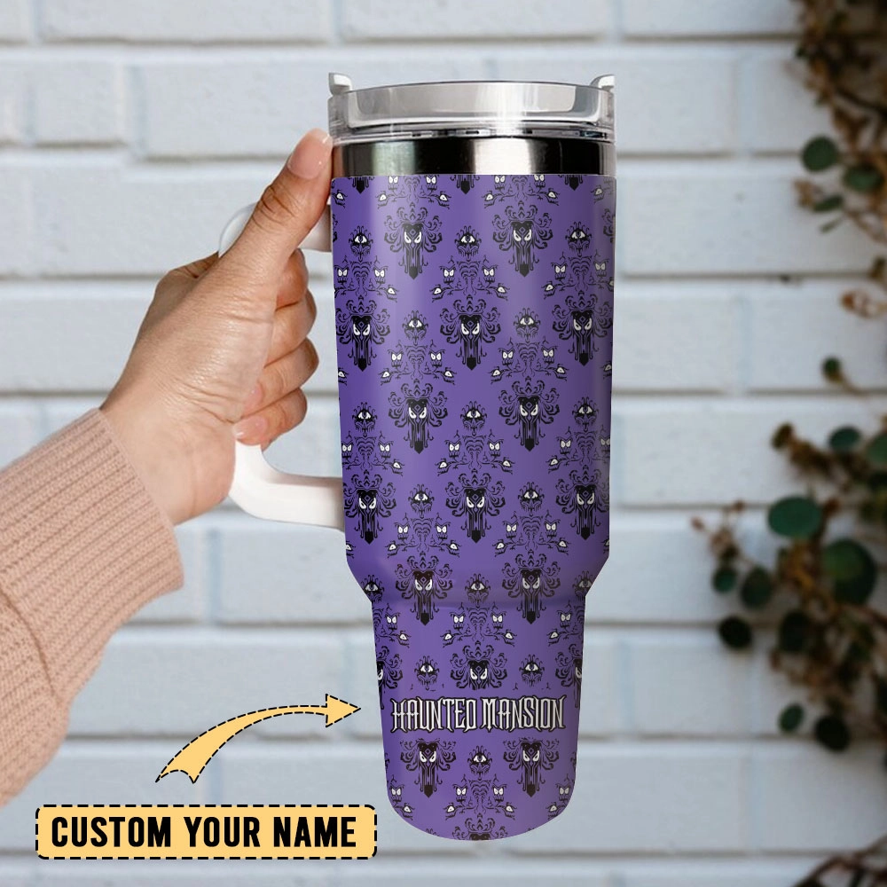 Haunted Mansion Film Disney Custom Quencher 30oz or 40oz Stainless Steel Tumbler With Handle, Best gifts for Friend Family NVA