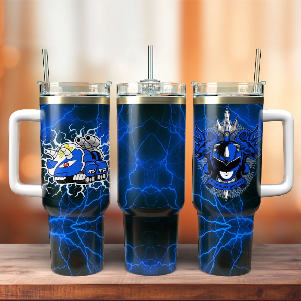 Blue Superman Power Rangers Film Custom Quencher 30oz or 40oz Stainless Steel Tumbler With Handle HG