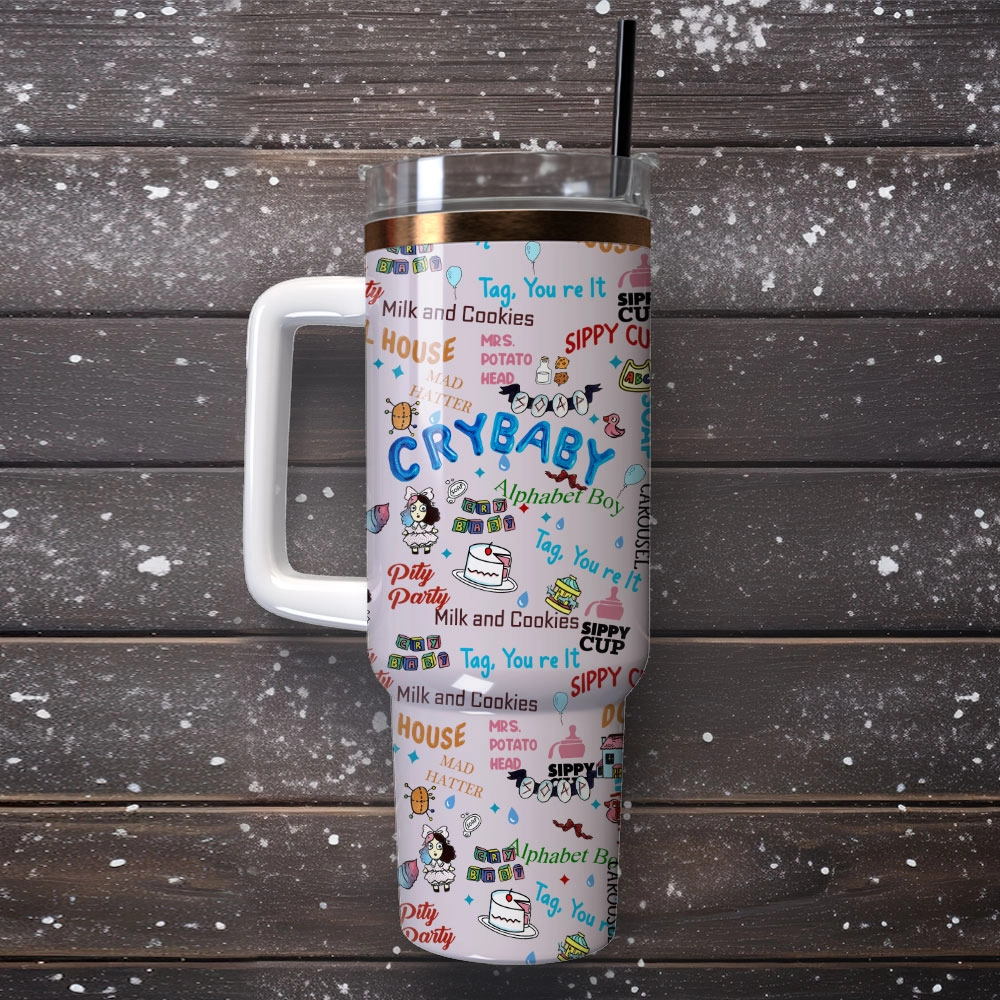 Pinky Crybaby Anime Custom Quencher 30oz or 40oz Stainless Steel Tumbler With Handle, Best gifts for Friend Family NVA