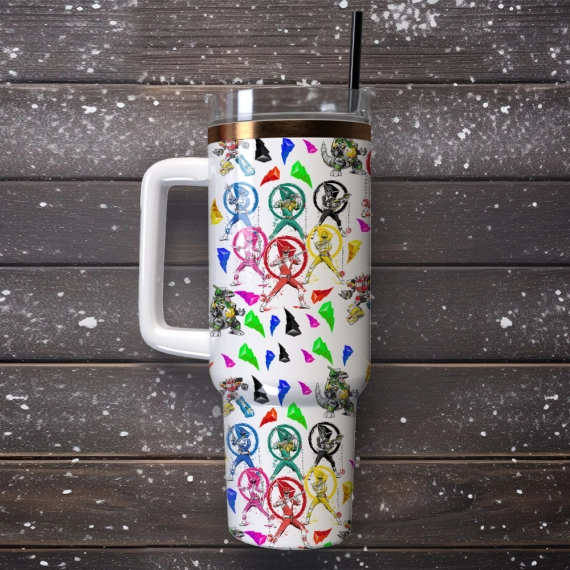 Power Rangers Custom  Quencher 30oz or 40oz Stainless Steel Tumbler With Handle,  Best gifts for Friend Family NVA