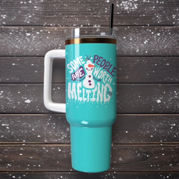 Frozen Disney Cartoon Custom  Quencher 30oz or 40oz Stainless Steel Tumbler With Handle,  Best gifts for Friend Family NVA