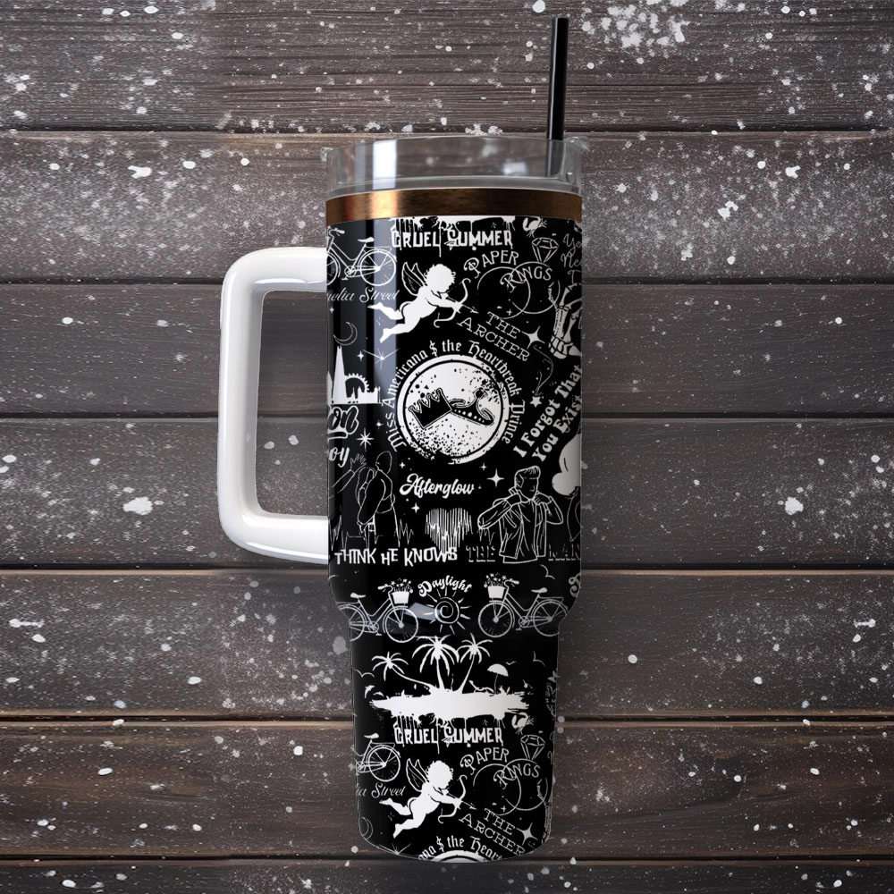 Taylor Swift Cruel Summer Music Custom 30oz or 40oz Quencher Stainless Steel Tumbler With Handle, Best Gift Idea NVA, Best Gift Idea NVA