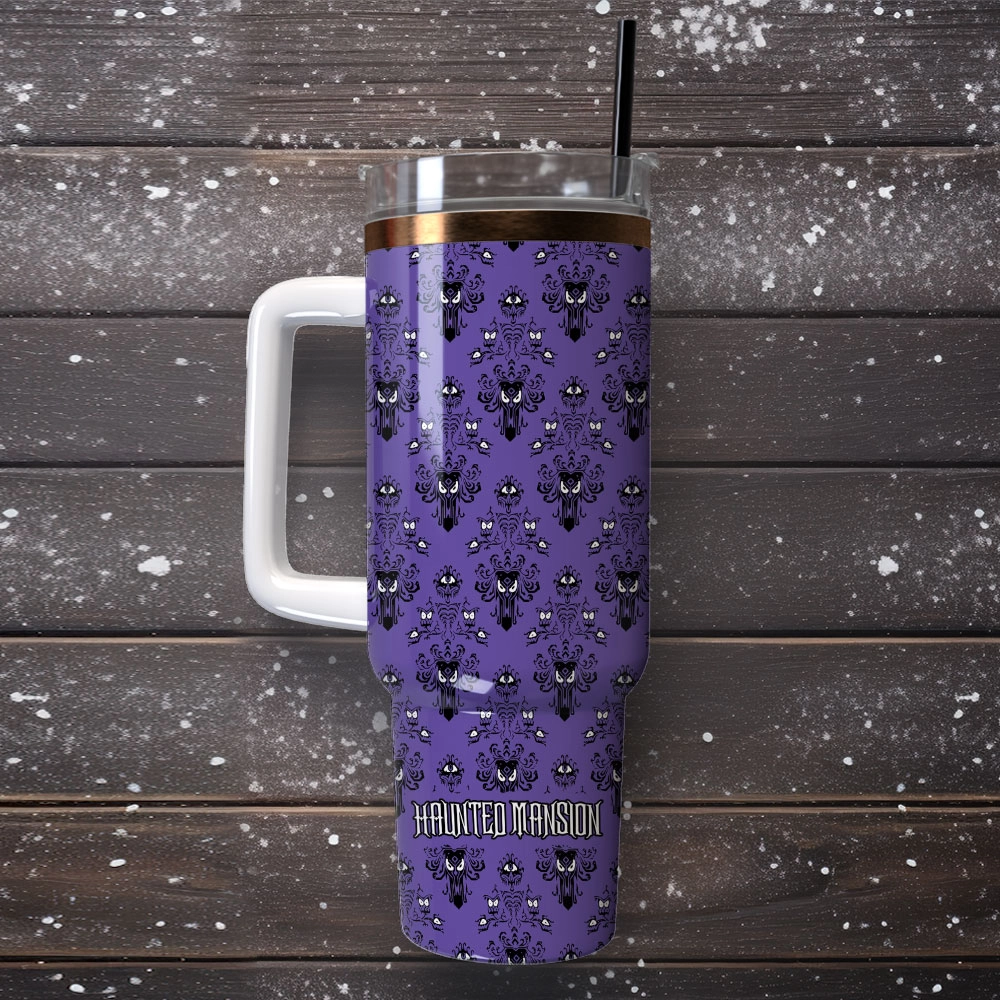 Haunted Mansion Film Disney Custom Quencher 30oz or 40oz Stainless Steel Tumbler With Handle, Best gifts for Friend Family NVA
