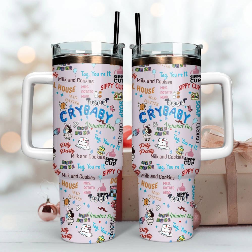 Pinky Crybaby Anime Custom Quencher 30oz or 40oz Stainless Steel Tumbler With Handle, Best gifts for Friend Family NVA