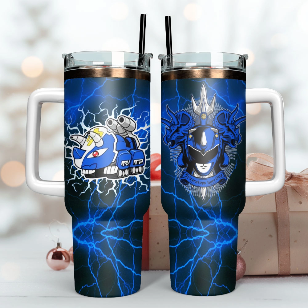Blue Superman Power Rangers Film Custom Quencher 30oz or 40oz Stainless Steel Tumbler With Handle HG
