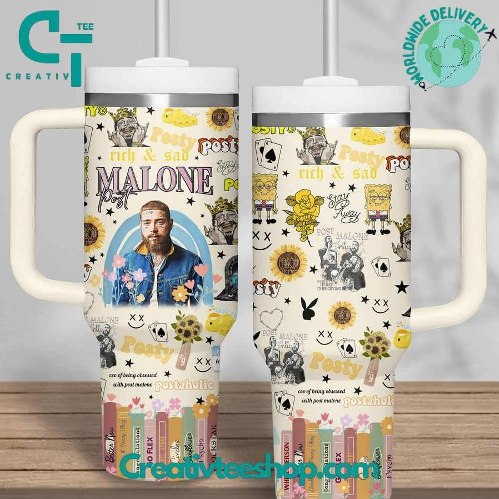 Post Malone Postaholic Gift for Her, Him on Birthday Xmas 30oz or 40oz Tumbler LN