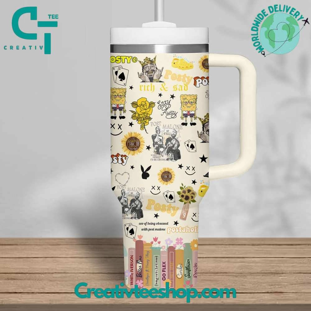 Post Malone Postaholic Gift for Her, Him on Birthday Xmas 30oz or 40oz Tumbler LN