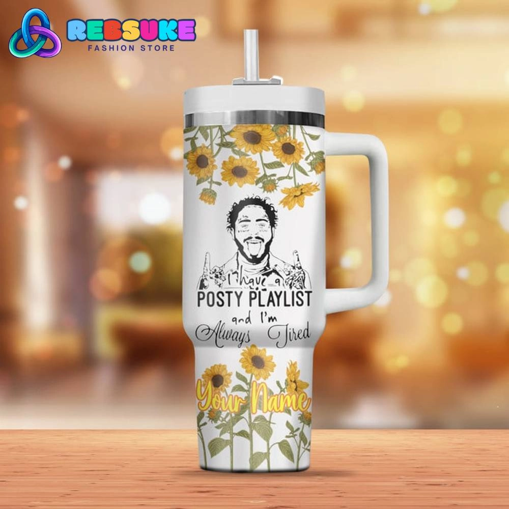 Post Malone You Are A Sunflower Quencher 30oz Or 40oz Stainless Steel Tumbler With Handle HG