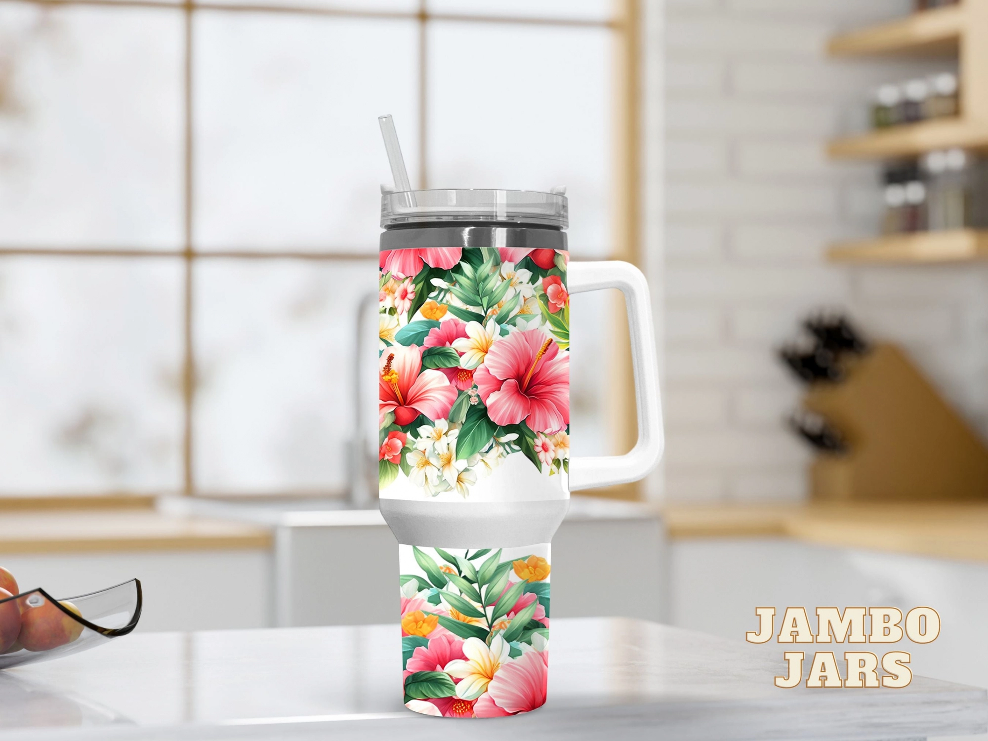 Tropical Floral 30oz or 40oz Quencher Tumbler LN Flowers Lovers