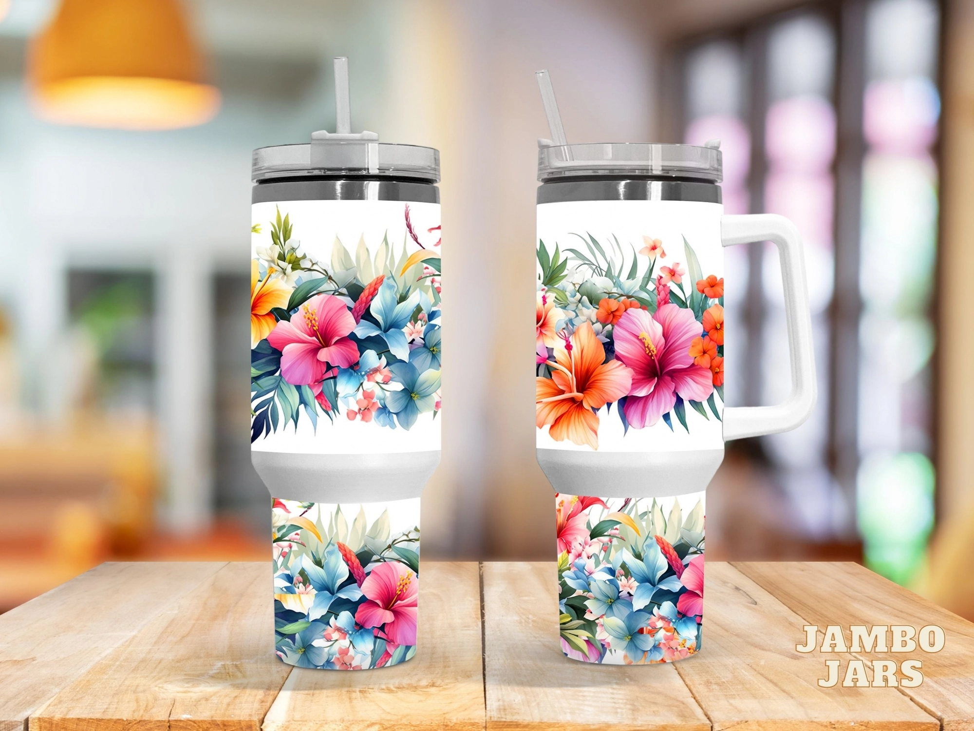 Tropical Floral 30oz or 40oz Quencher Tumbler LN Flowers Lovers