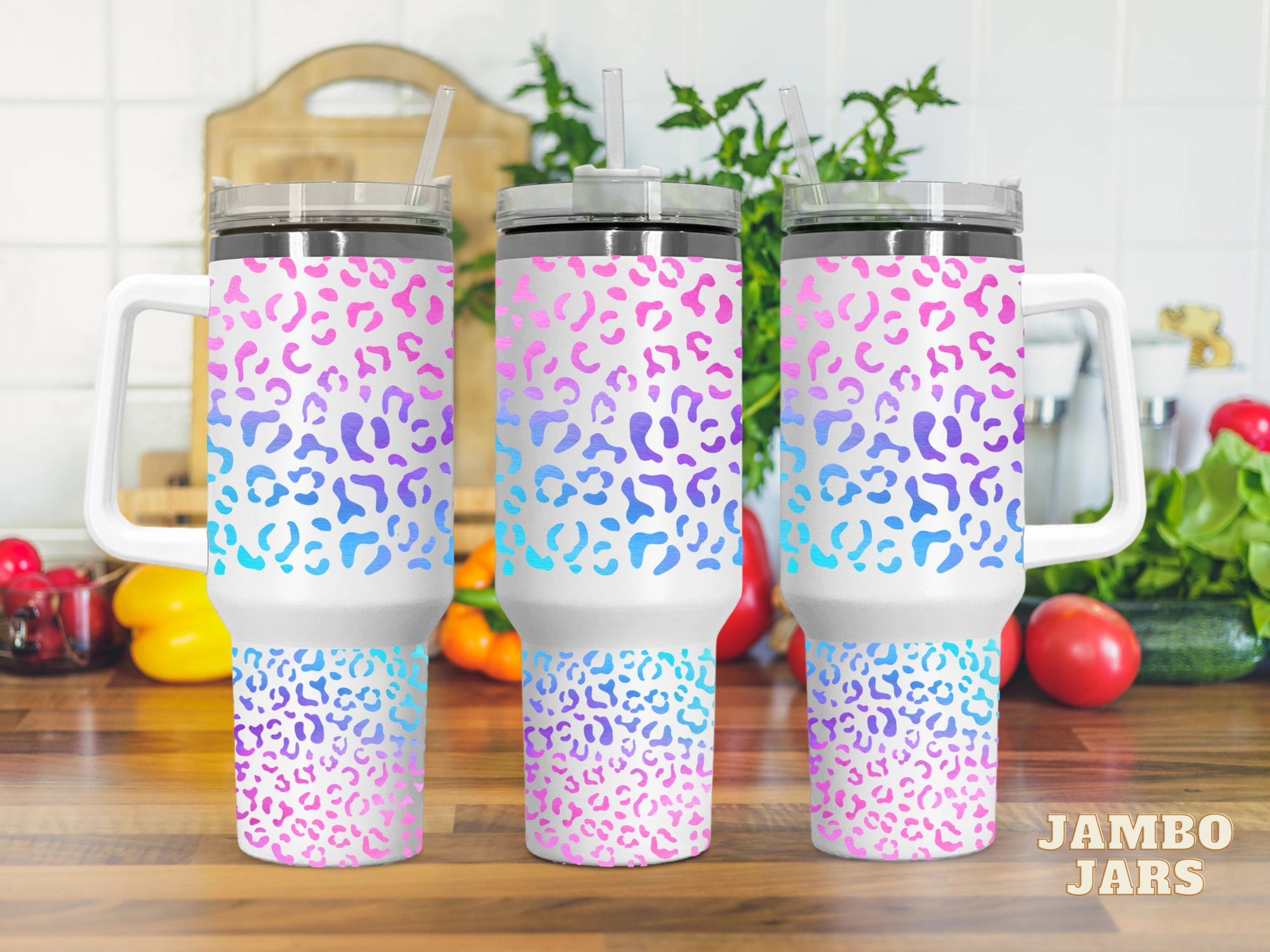 Pink and Blue Pattern 30oz or 40oz Quencher Tumbler LN