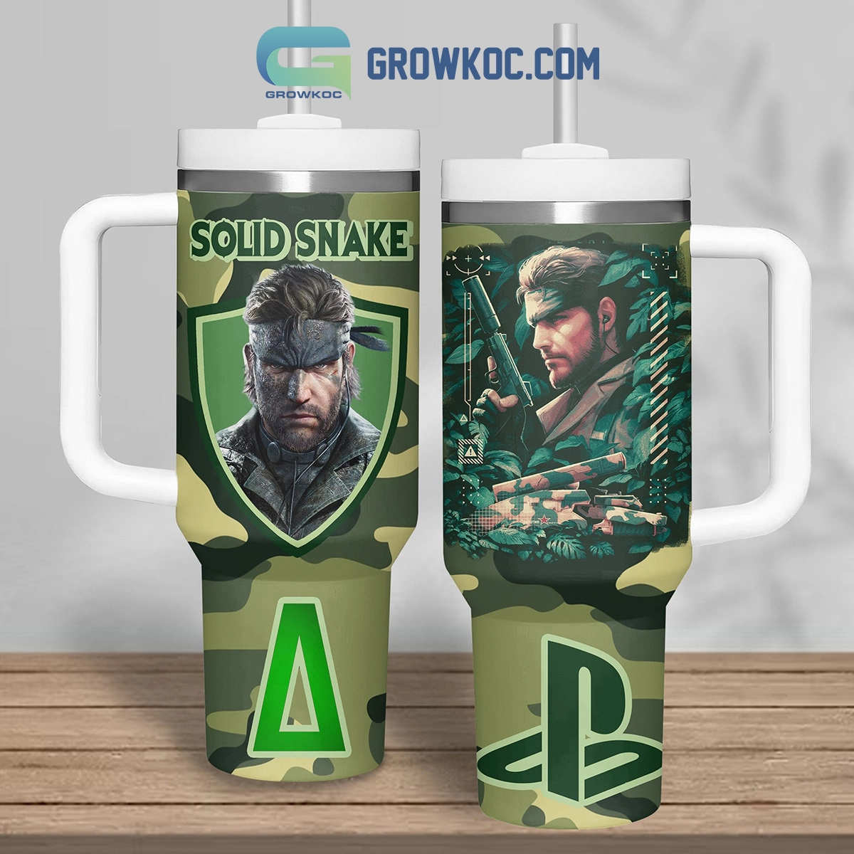 Solid Snake Iroquois Pliskin Metal Gear 30oz or 40oz Stainless Steel Tumbler With Handle HG