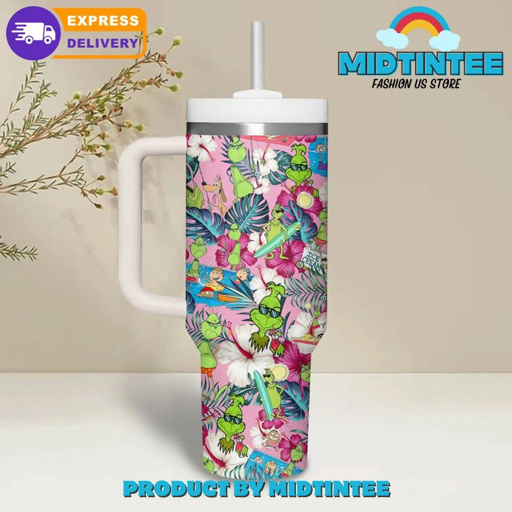 The Grinch Ice Cream Floral Gift for her,him, Birthday Xmas Halloween Gift 30oz or 40oz Tumbler LN