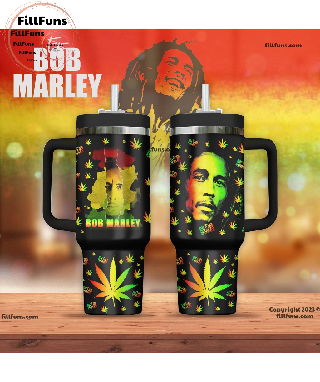 Bob Marley Music Custom Quencher 30oz or 40oz Stainless Steel Tumbler HG With Handle
