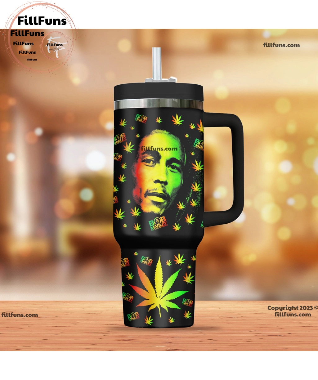 Bob Marley Music Custom Quencher 30oz or 40oz Stainless Steel Tumbler HG With Handle