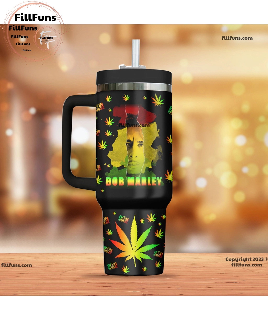 Bob Marley Music Custom Quencher 30oz or 40oz Stainless Steel Tumbler HG With Handle