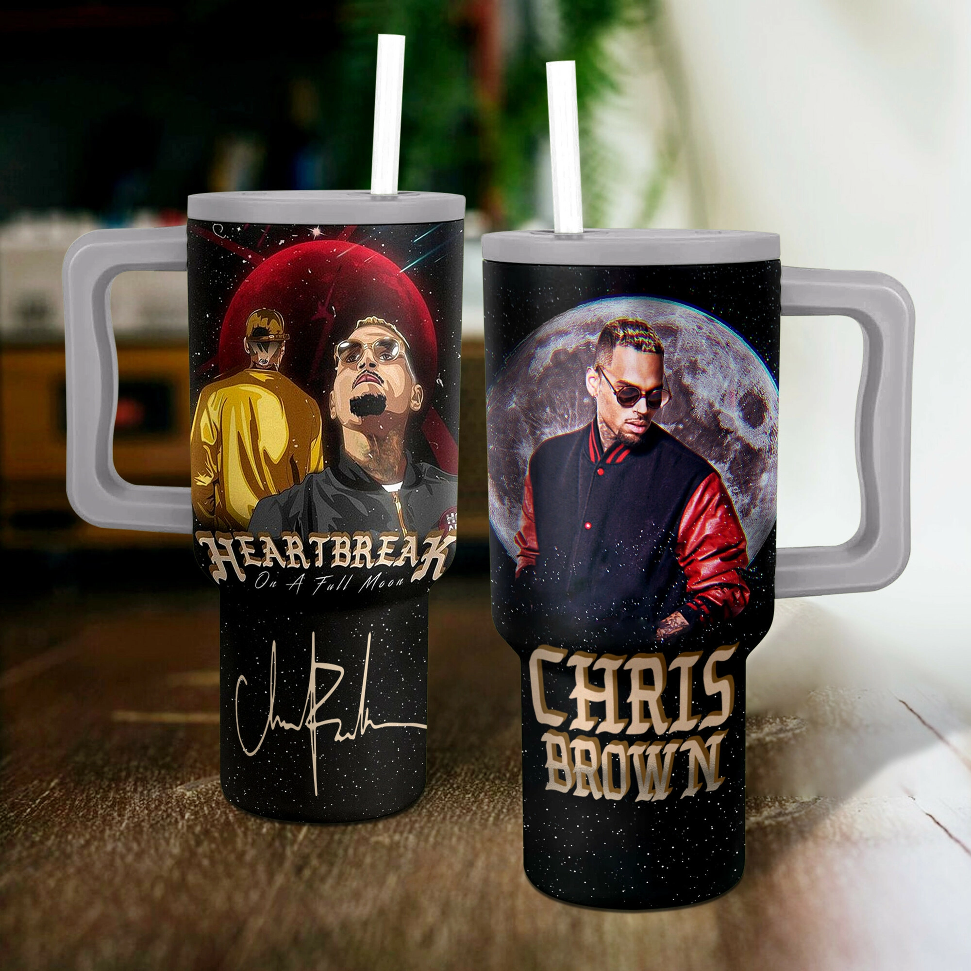 Chris Brown Music Custom Stanley Quencher 40oz Stainless Steel Tumbler HG With Handle