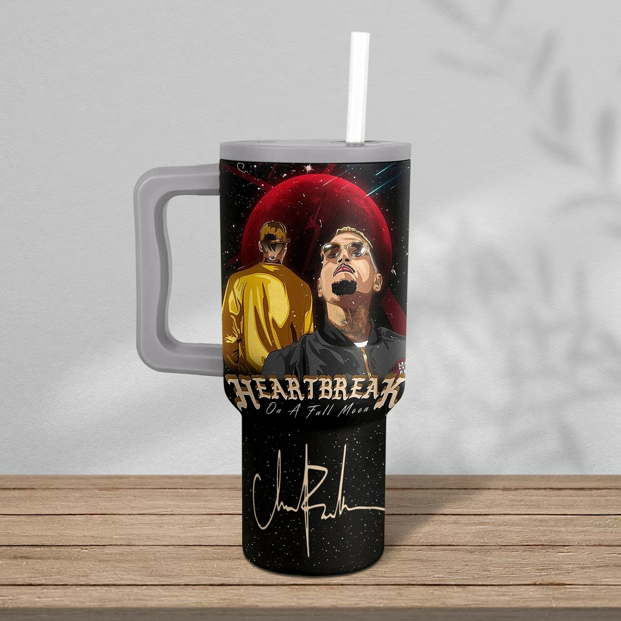 Chris Brown Music Custom Stanley Quencher 40oz Stainless Steel Tumbler HG With Handle