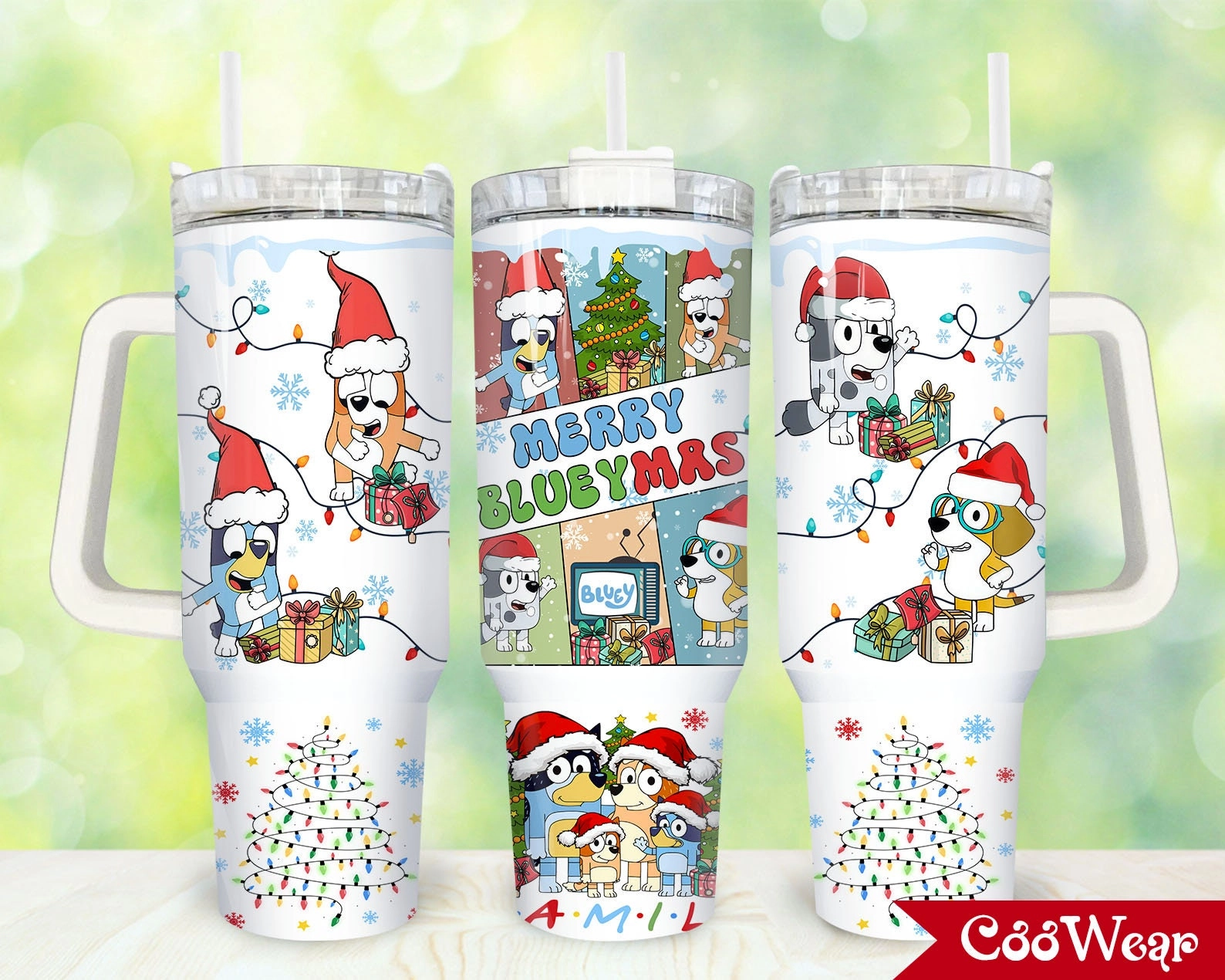 Christmas BlueyCartoon Custom Quencher 30oz or 40oz Stainless Steel Tumbler With Handle HG