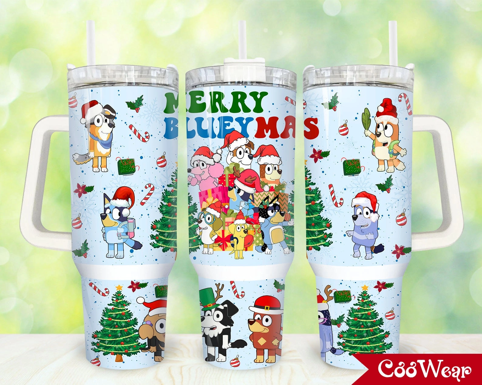 Christmas BlueyCartoon Custom Quencher 30oz or 40oz Stainless Steel Tumbler With Handle HG
