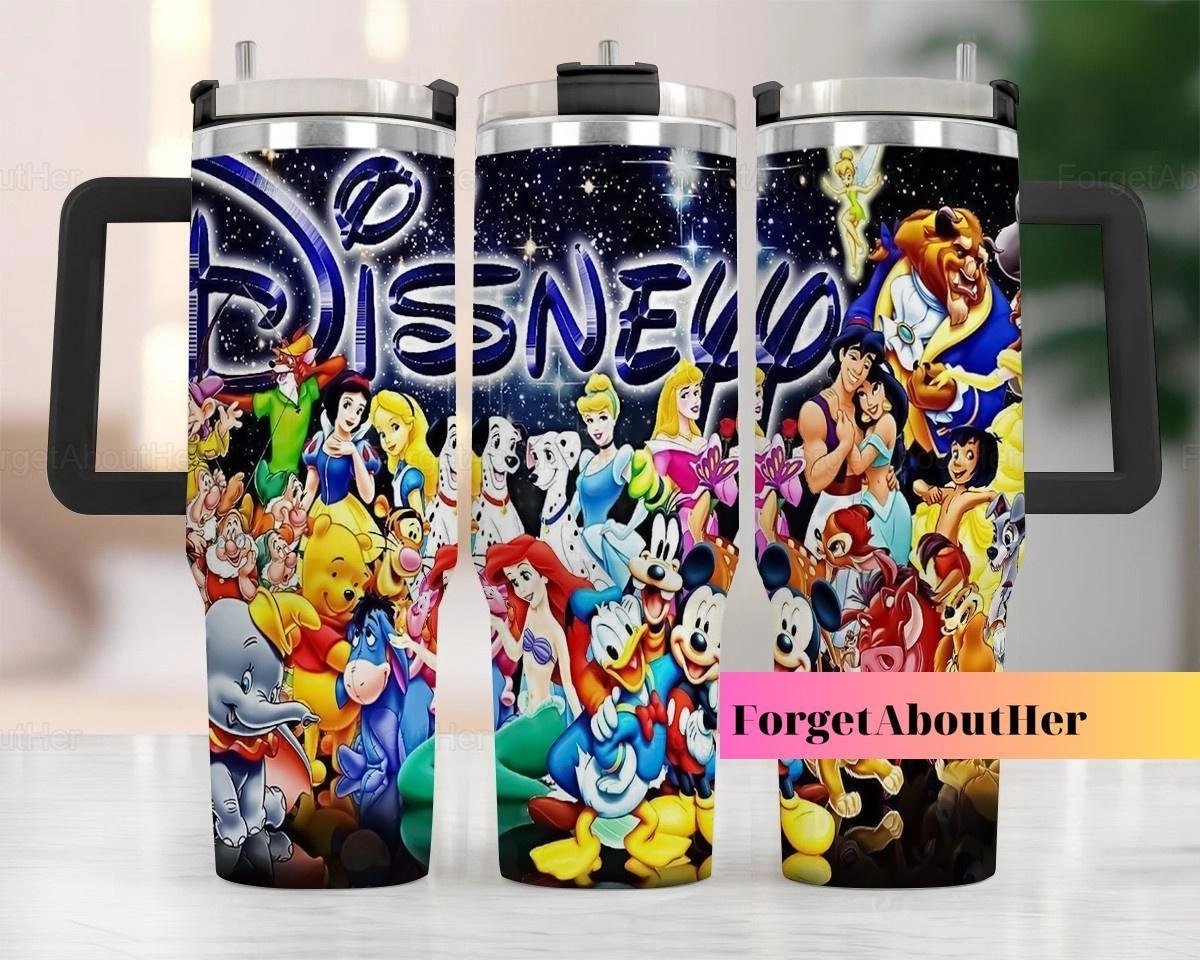 Disney Characters Cartoon Custom Stanley Quencher 30oz or 40oz Stainless Steel Tumbler With Handle HG