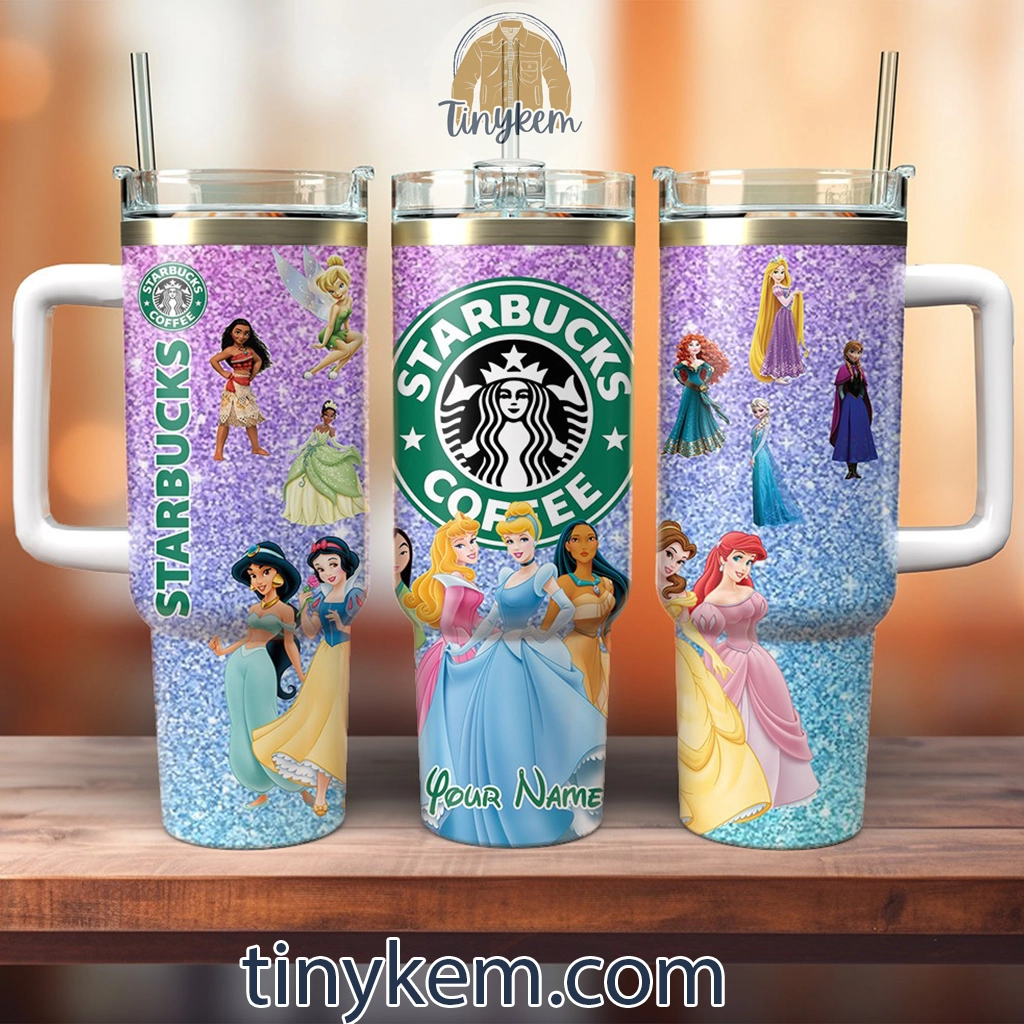Disney Princesses Glitter Starbucks Disney Cartoon Custom Stanley Quencher 30oz or 40oz Stainless Steel Tumbler With Handle HG