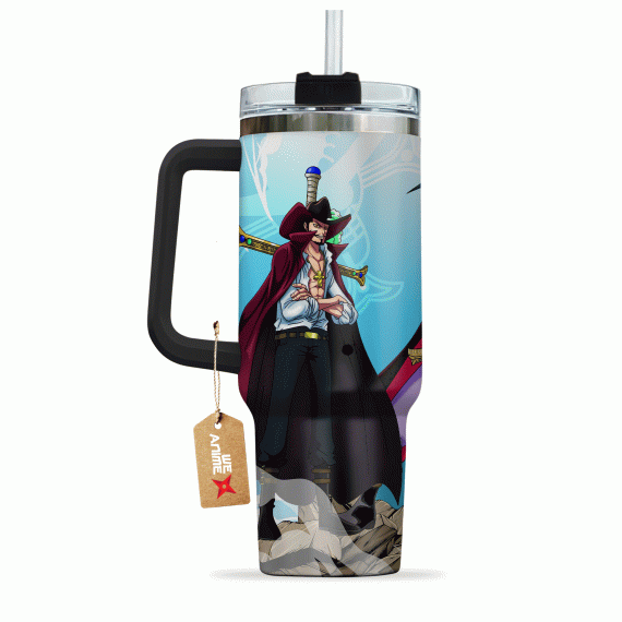 Dracule Mihawk One Piece Anime Custom 30oz or 40oz Quencher Stainless Steel Tumbler With Handle, Best Gift Idea NVA, Best Gift Idea NVA