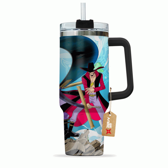 Dracule Mihawk One Piece Anime Custom 30oz or 40oz Quencher Stainless Steel Tumbler With Handle, Best Gift Idea NVA, Best Gift Idea NVA
