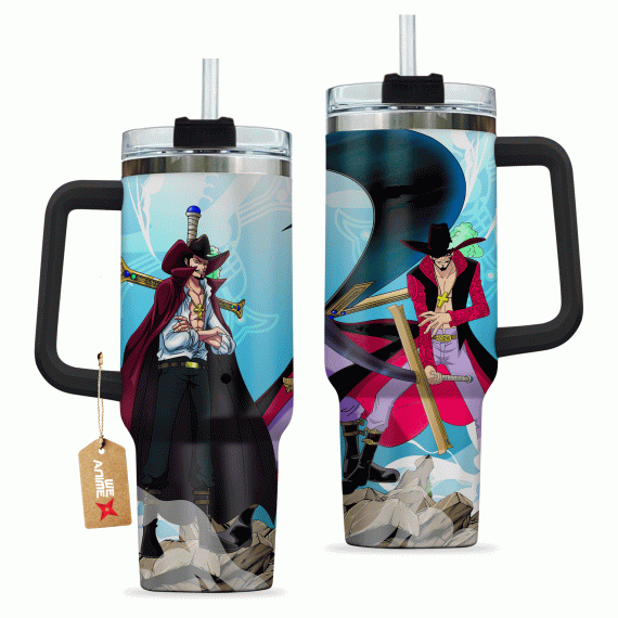 Dracule Mihawk One Piece Anime Custom 30oz or 40oz Quencher Stainless Steel Tumbler With Handle, Best Gift Idea NVA, Best Gift Idea NVA