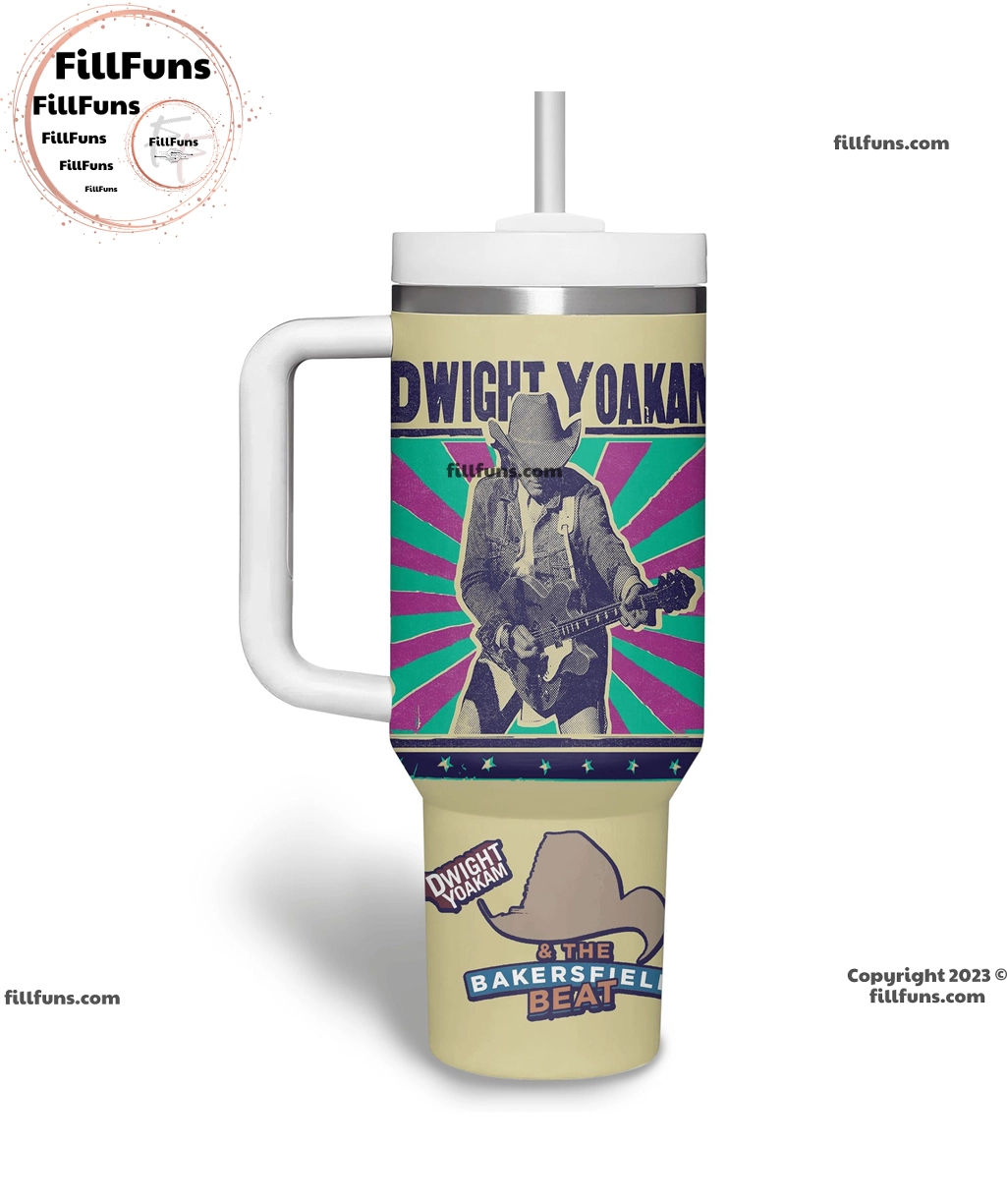Dwight Yoakam & The Bakersfield Beat Music Custom Quencher 30oz or 40oz Stainless Steel Tumbler HG With Handle
