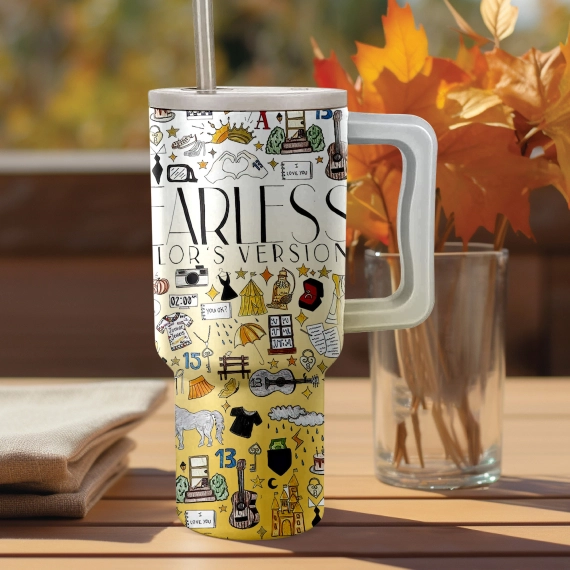 Fearless Taylor’s Version Music Custom Stanley Quencher 40oz Stainless Steel Tumbler HG With Handle
