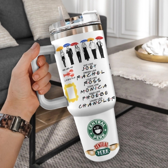 Friends TV Series Custom Quencher 30oz or 40oz Stainless Steel Tumbler With Handle, Best Gifts NVA