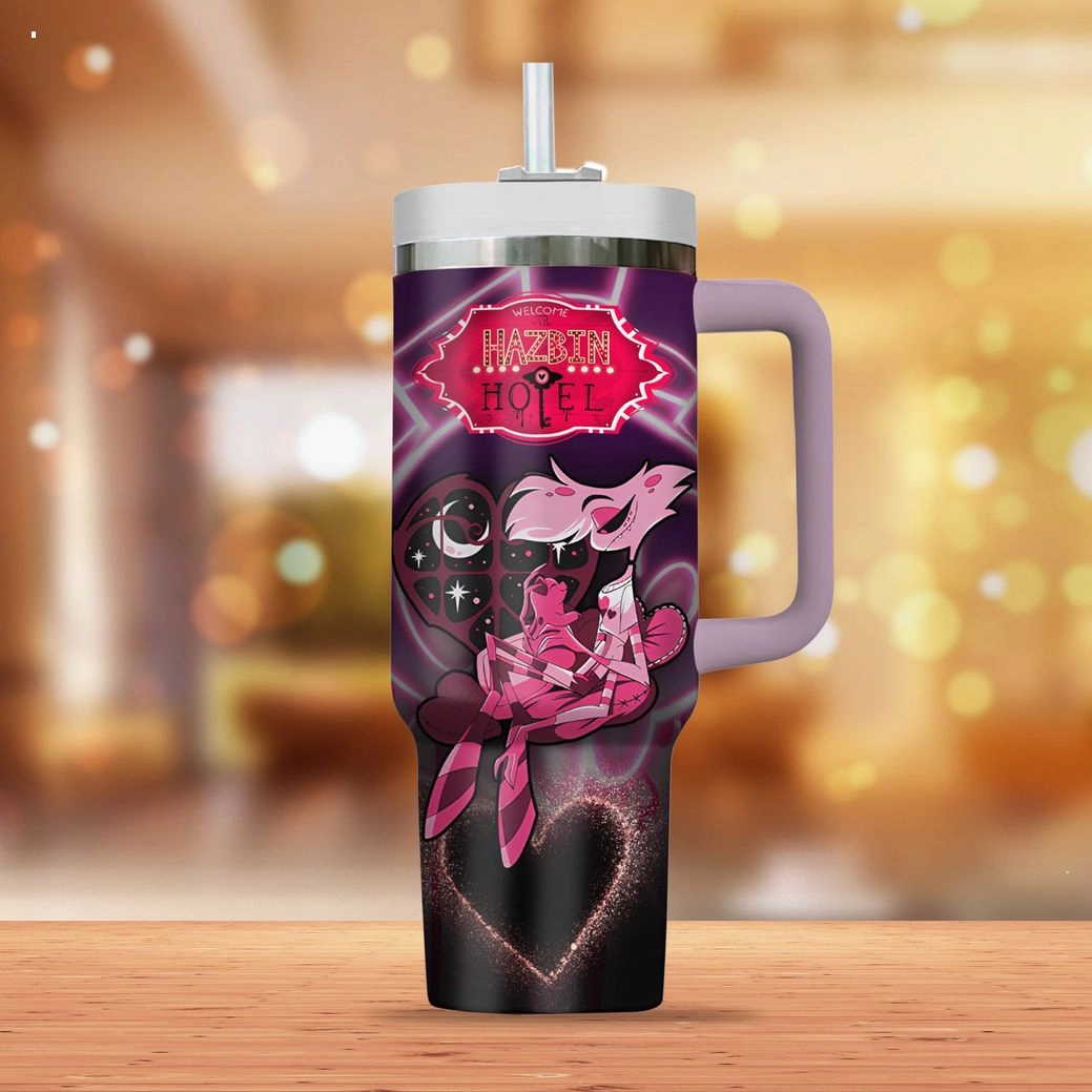 Hazbin Hotel Angel Dust Cartoon Custom Quencher 30oz or 40oz Stainless Steel Tumbler With Handle HG