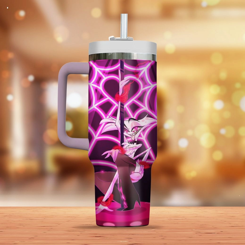 Hazbin Hotel Angel Dust Cartoon Custom Quencher 30oz or 40oz Stainless Steel Tumbler With Handle HG