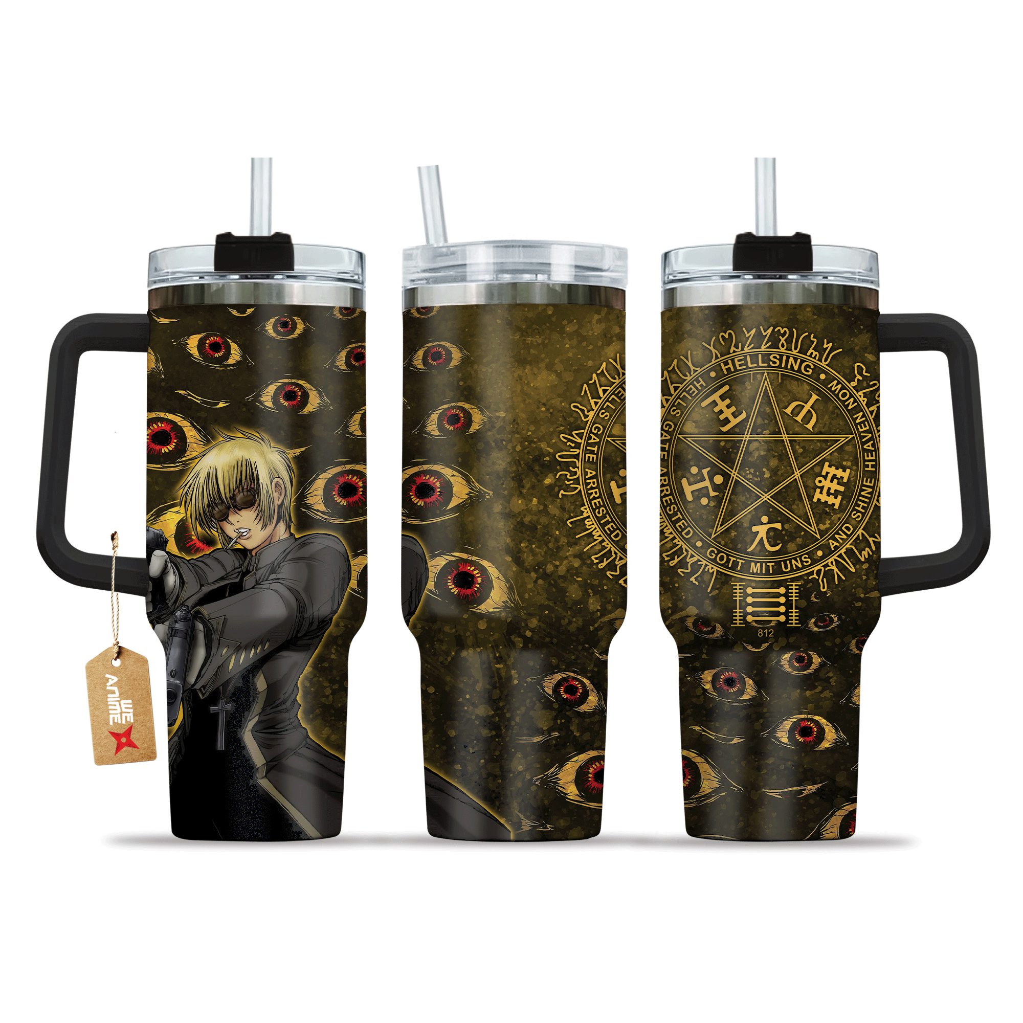 Heinkel Wolfe Hellsing Anime Custom Quencher 30oz or 40oz Stainless Steel Tumbler With Handle HG