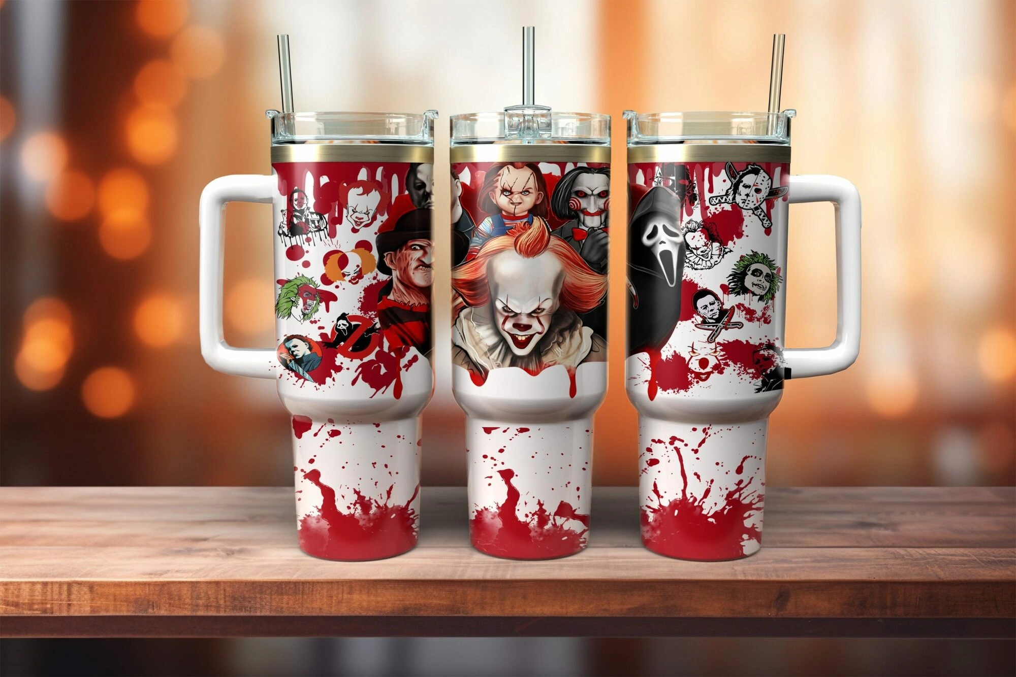 Horror Movie Characters Movies Custom Quencher 30oz or 40oz Stainless Steel Tumbler With Handle HG