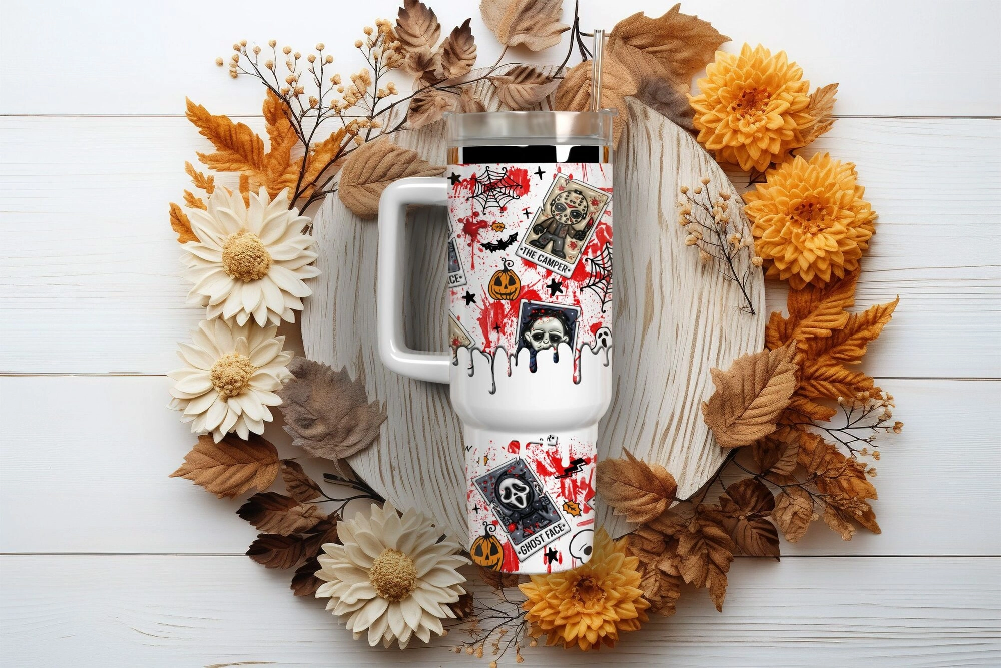 Horror Movie Characters Movies Custom Quencher 30oz or 40oz Stainless Steel Tumbler With Handle HG