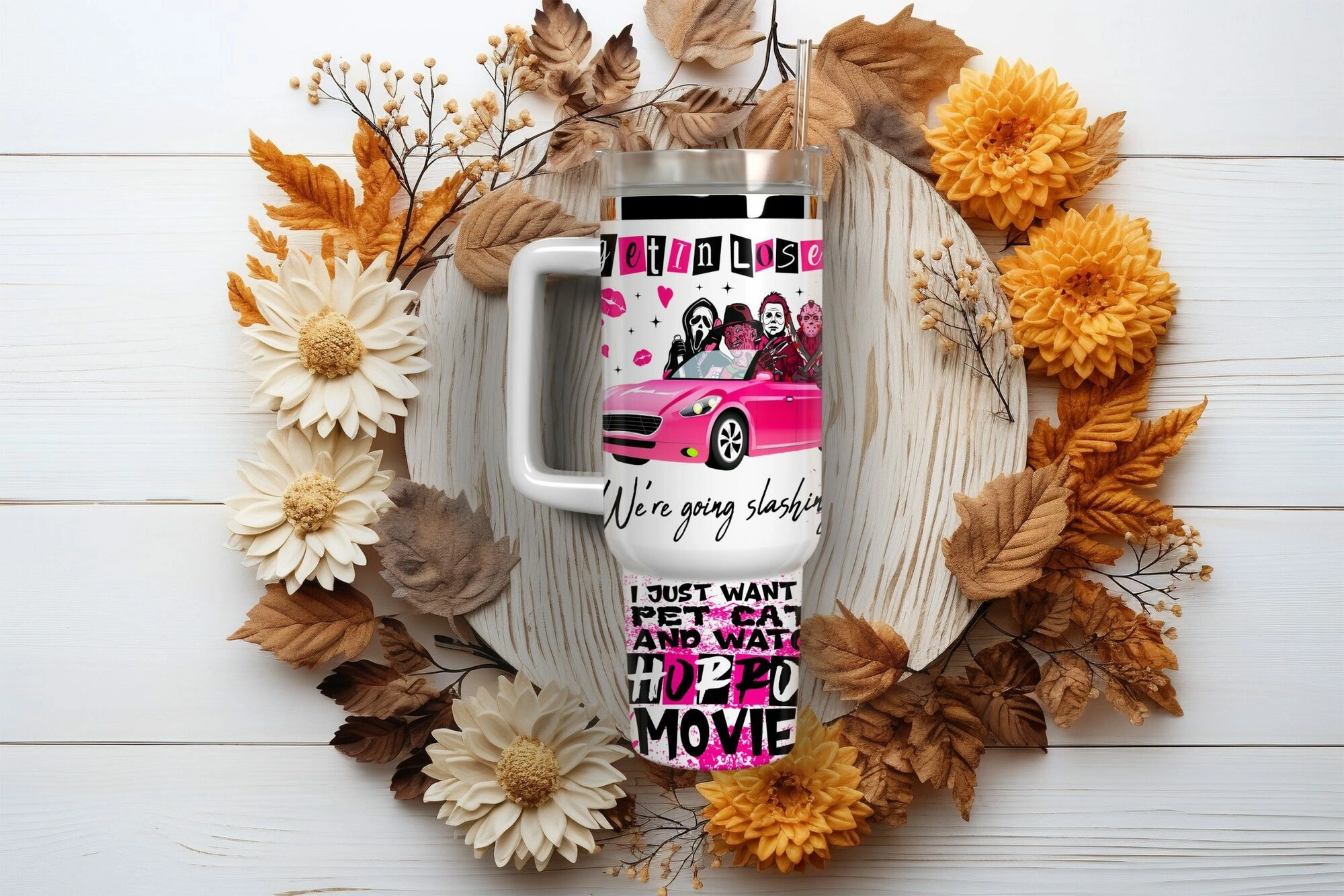 Horror Movie Characters Movies Custom Quencher 30oz or 40oz Stainless Steel Tumbler With Handle HG