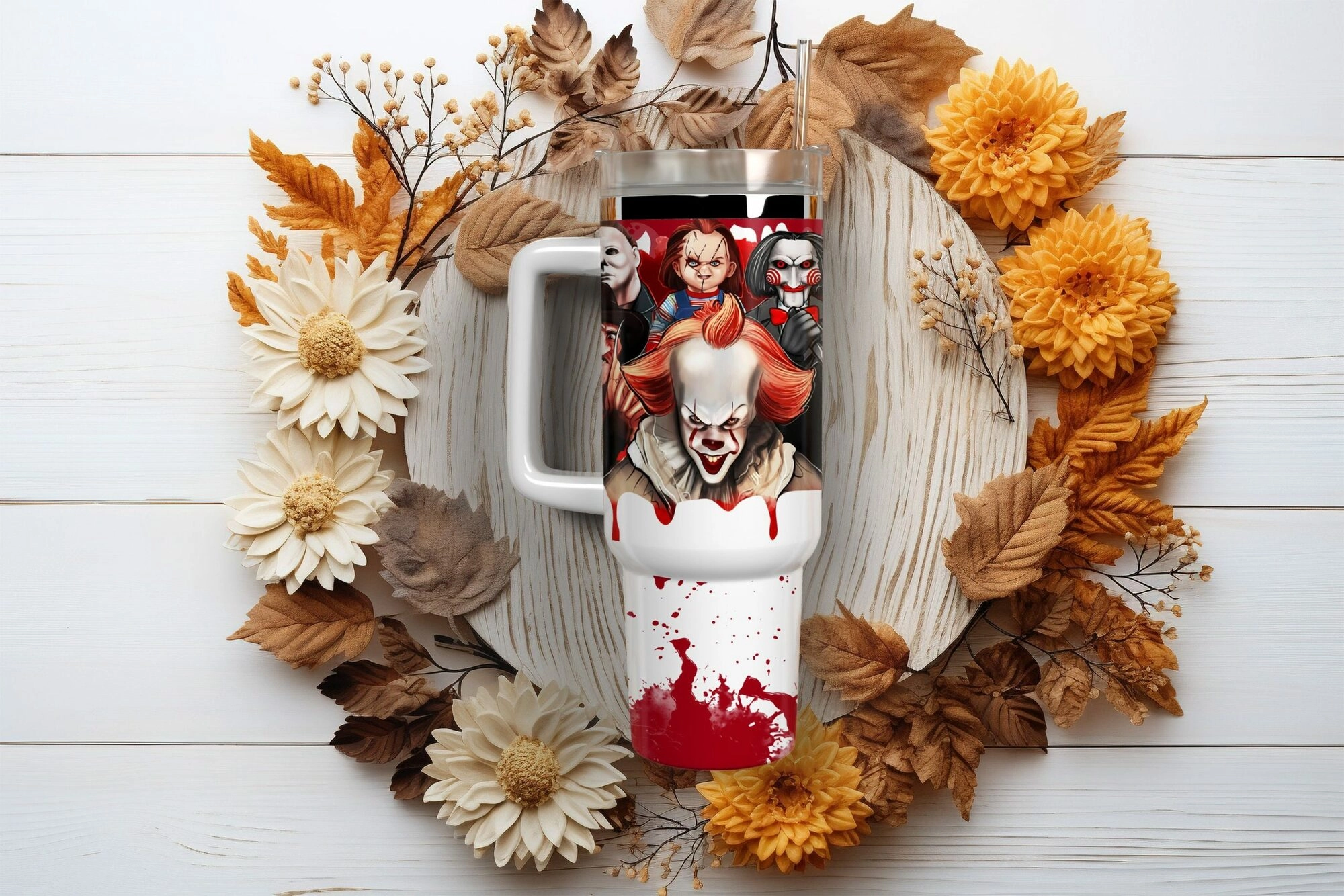 Horror Movie Characters Movies Custom Quencher 30oz or 40oz Stainless Steel Tumbler With Handle HG