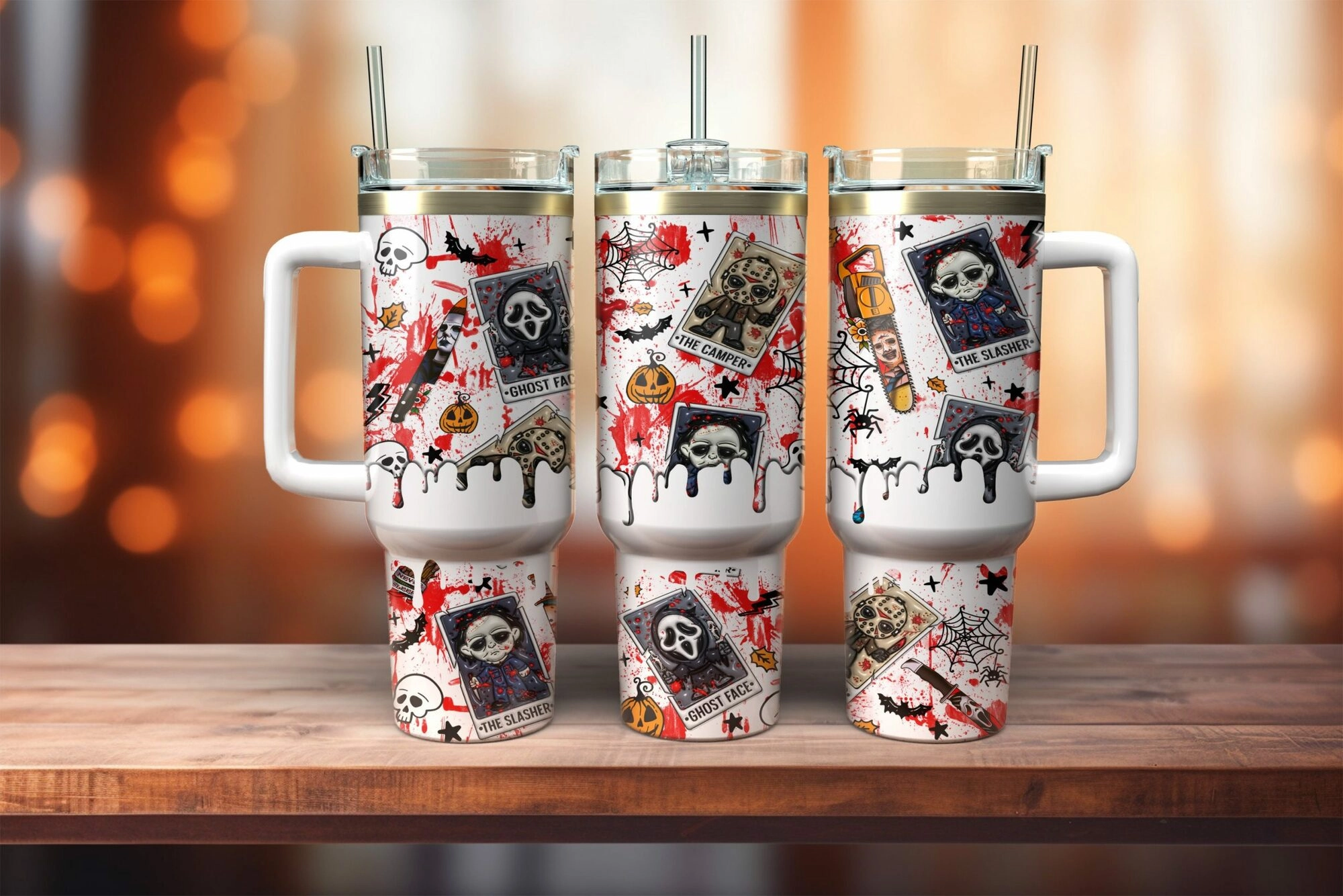 Horror Movie Characters Movies Custom Quencher 30oz or 40oz Stainless Steel Tumbler With Handle HG