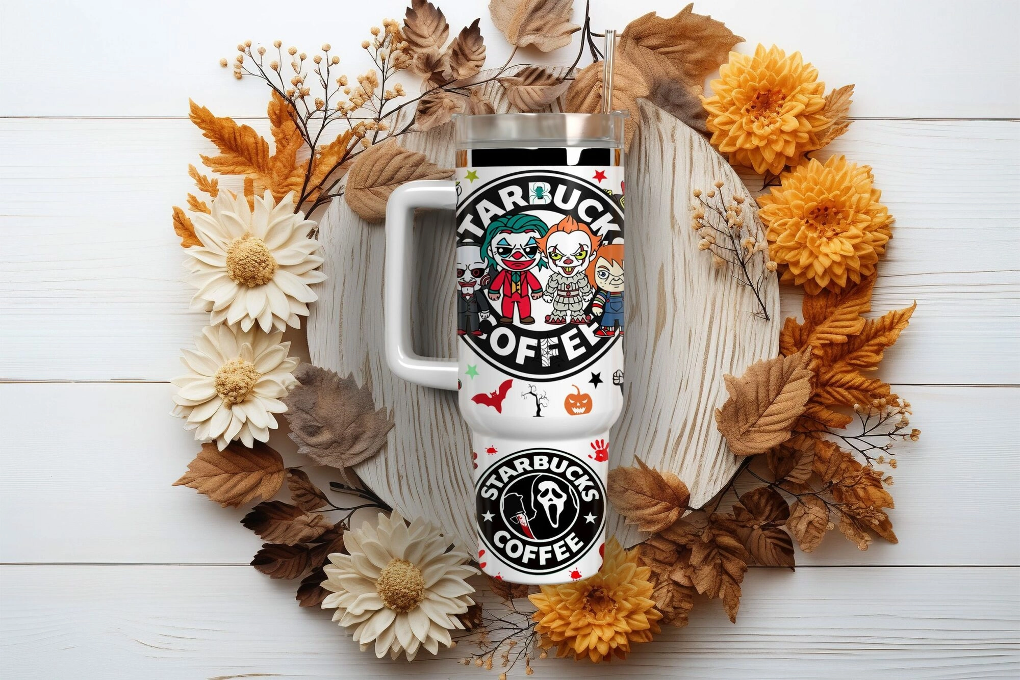 Horror Movie Characters Movies Custom Quencher 30oz or 40oz Stainless Steel Tumbler With Handle HG