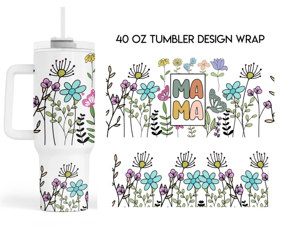 30oz or 40oz Quencher Tumbler Mama Wildflower Gift For Her Him Birthday Gift LN Wildflower Tumbler For 40 Oz Gift For Mothers Day Tumbler s