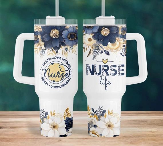 30oz or 40oz Nurse  Quencher Tumbler Gift For Her Him Birthday Gift LN Boho Flowers Nurse For 40ozTumbler Nurse Life Tumbler