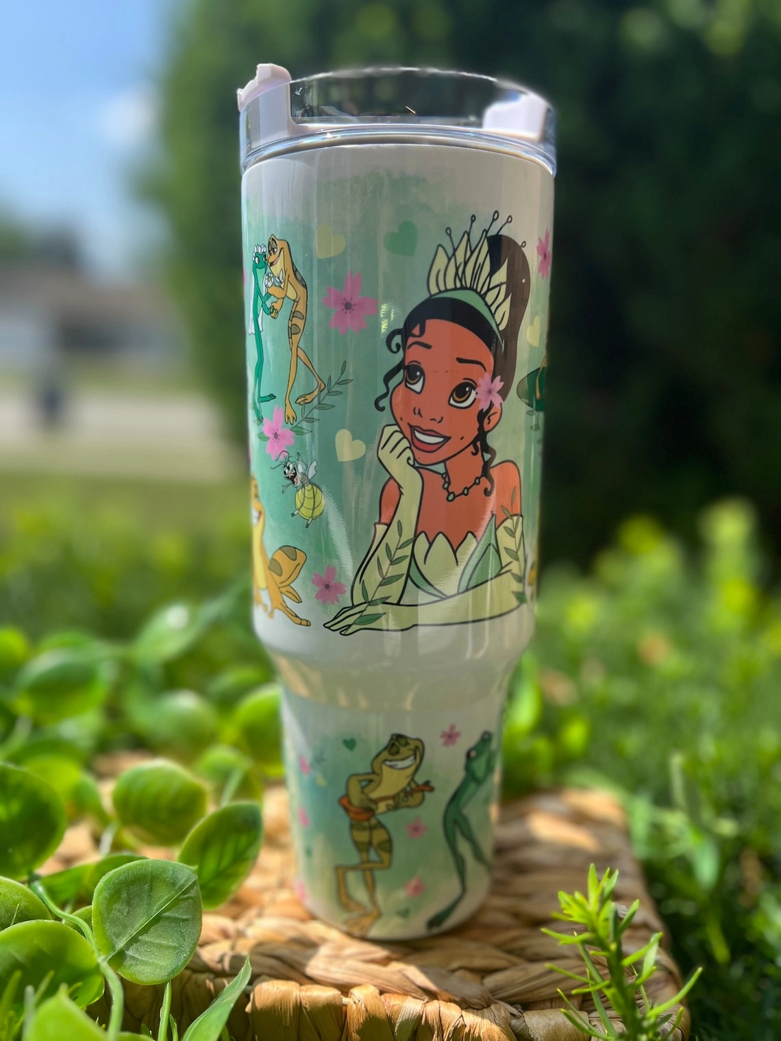Tiana Princess Disney The Prince and The Frog 30oz or 40oz Tumbler Fan Gift, Tiana and Naveen Couple Fan Gift, Tumbler with handle Princess frog Tumbler Birthday Anniversary Gift HFN