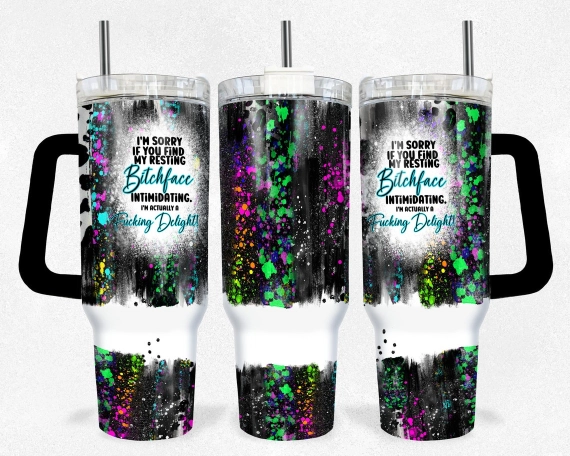 Resting Bitchface 30oz or 40oz Tumbler Funny Rude Tumbler with Handle Gift For Her Him Birthday Gift LN