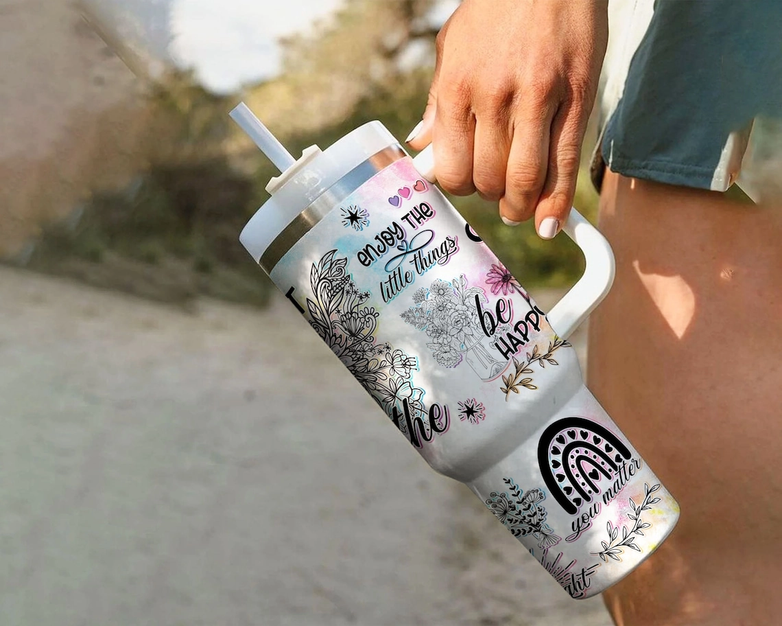 Positive Affirmations Tumbler Butterflies Inspirational Quotes s Positive 30oz or 40oz Tumbler Summer Quencher Tumbler Gift For Her Him Birthday Gift LN