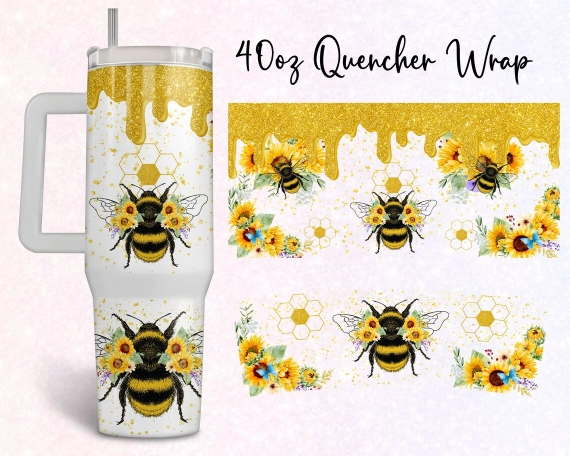 30oz or 40oz Quencher Tumbler Bee Gift For Her Him Birthday Gift LN Flowers Let It Bee Gift